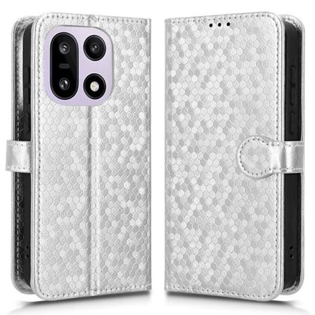 OnePlus 15 5G Konstläder Plånboksfodral Dot Pattern Imprint - Silver
