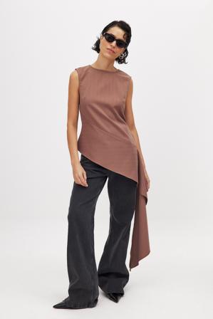 Léanne Ansar x NA-KD Trail Detail Tailored Top - Ærmeløse toppe - Brun - EU 42