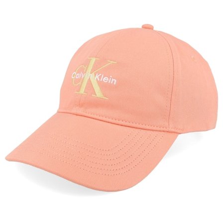 Calvin Klein - Svart unconstructed Caps - Monologo Embroidery Baseball Hat Powder Orange Dad Cap @ Hatstore