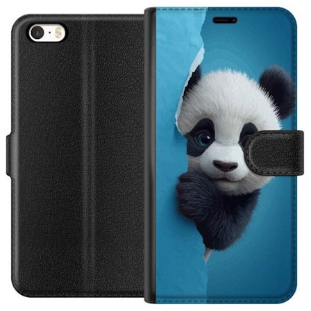 Kompatibelt Plånboksfodral till Apple Apple iPhone 5 Söt panda som tittar fram genom papper i mjuk 3D-illustration