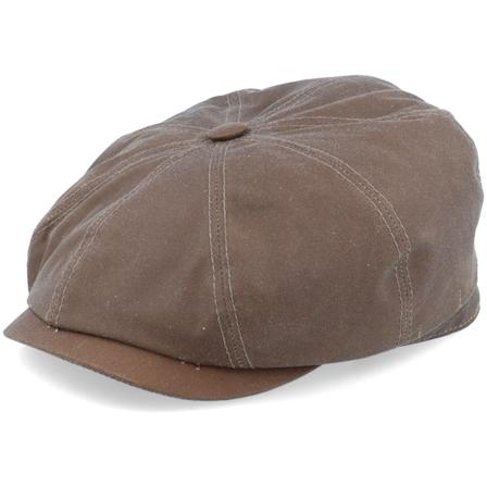 Stetson - Bruin flatcap Cap - Hatteras Waxed Organic Cotton Brown Flat Cap @ Hatstore