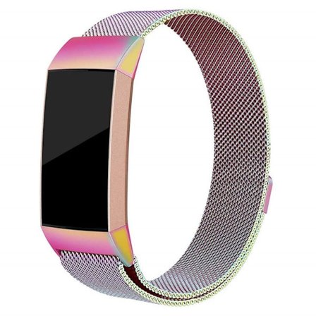 Fitbit Charge 3 lyxig milanesisk klockarmbandsersättning - Storlek: S / Flerfärgad