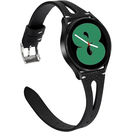 (svart) Läderarmband Kompatibelt med Samsung Galaxy Watch 6/5/4/ Active 2 40mm 44mm Kvinnor, 20mm Snabbspänne Mjukt Läderband fo