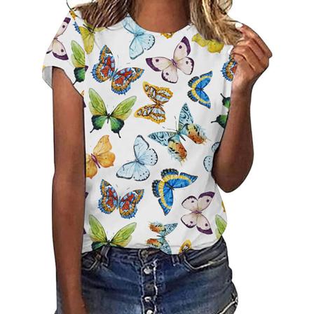 Kortärmade Kvinnor T-shirts Med Rund Hals