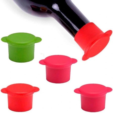 Reusable and Unbreakable Wine Stoppers - Silicone Bottle Plugs to Keep Wine Fresh for Days - 5 pcs