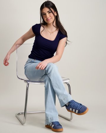 RYVLS Square Neck S/S Top Niebieski T-shirty Dziewczynki - Kids Brand Store