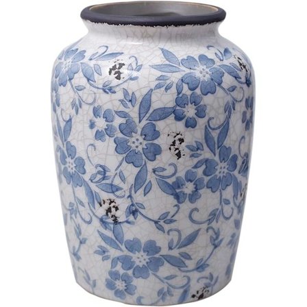 Vintage Blå og Hvit Vase Porselen Blomstervase Keramikk for Hjemmeinnredning Jul Rustikk