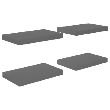 Vidaxl Svävande Vägghyllor 4 St Grå Högglans 40x23x3,8 Cm Mdf Grå