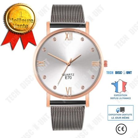 Armbandsur - TD - Kvarts - Man - Svart - Roséguld - Snurrande Skiva