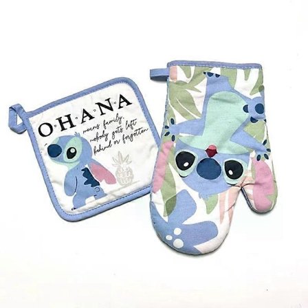 2 stk. Sett Disney Stitch Grytekluter Brikker Kawaii Tegneserie Kjøkken Bakeverktøy Tilbehør Anti-skåld Isolasjonshanske Gaver