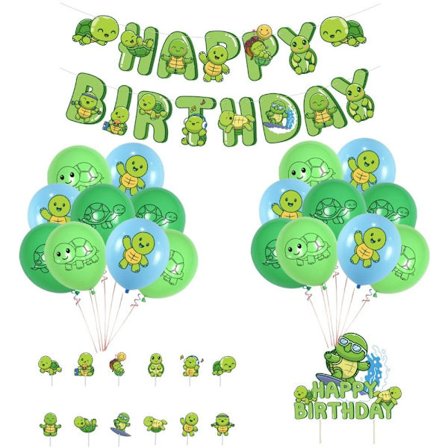 Søde skildpadde festartikler sæt tillykke med fødselsdagen banner