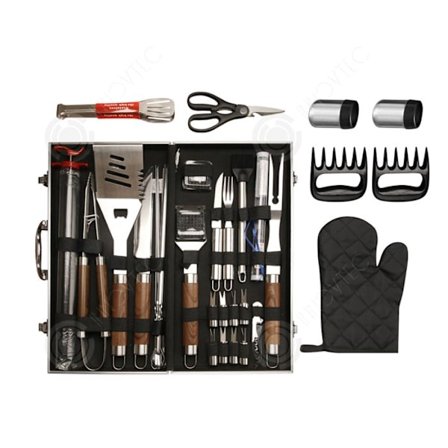 Laadukkaat ruostumattomasta teräksestä valmistetut grillivälineet, 38 kappaleen setti alumiinitaskussa, grillivälineet