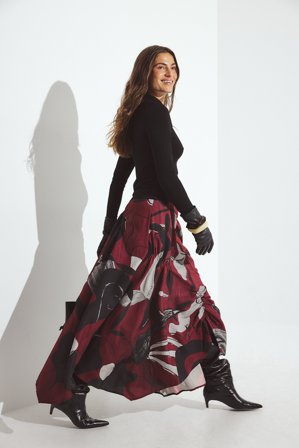 NA-KD ART Rynkad kjol - A-linje Kjolar - Multicolor,Burgundy - EU 40