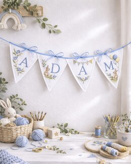 Broderi personlig vimpelgirlang Blå