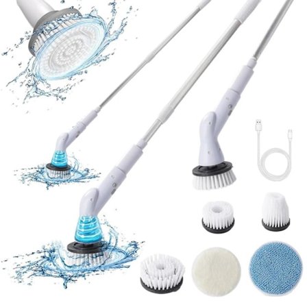 Sähköinen pyörivä pesuharja, pyörivä pesuharja 5 harjapäällä ja säädettävällä pidennyskahvalla, tehokas puhdistusharja keittiöön -GSL