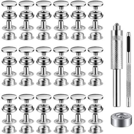 15 mm trykknappesæt - værktøj med trykknapper Silver