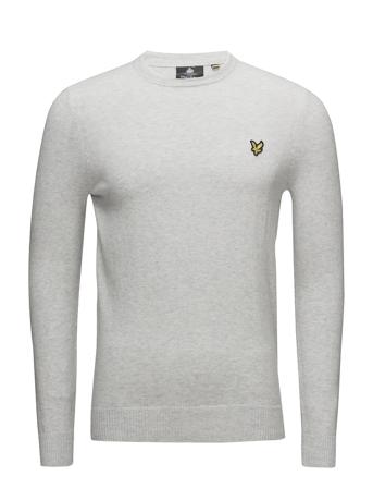 Cotton Merino Crew Jumper Strikkegenser M. Rund Krage Grå Lyle & Scott