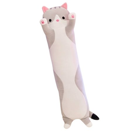 Lång kattkudde Sovplysch GRÅ 90CM Grå