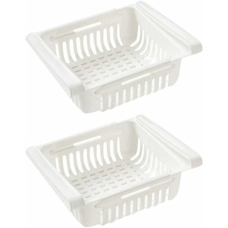 2-pack hopfällbar förvaringslåda för kylskåp med multifunktionslådeorganisatör för kylskåpskökspantryhylla (färg: vit)