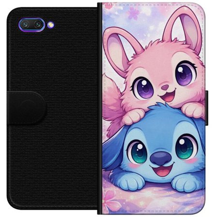 Kompatibel Tegnebogsetui til Honor Honor 10 Sød kawaii illustration med pink og blå fantasidyr, store øjne og bløde farver perfekt til børnevære