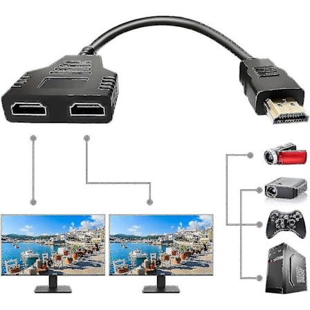 HDMI Splitter Adapter, 1080p HDMI Hane Till Dubbel HDMI Hona