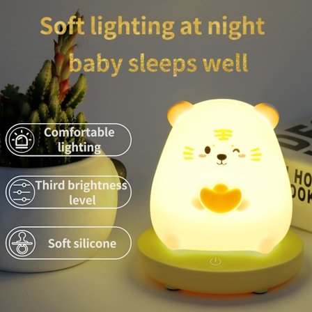 1PC Piglet Silikon Nattlys, Dimbar Baby Nattlys, Recha