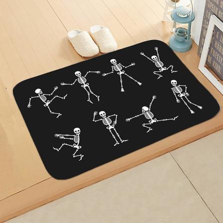 Sjov Halloween Dansende Skeletter Dørmatte Dekorativ Foran Dørmatte Sort 58X40X0.58CM Black 58X40X0.58CM