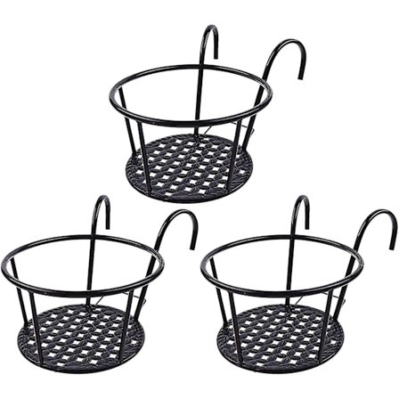 Ripustettava 3 kpl:n kukkateline, taottu rautaporrastettu kasviteline Kukkateline, 18cmx18cmx12cm (musta)