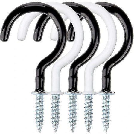 [CA] Krok for kopper 18 stk 7,4 cm Skruekrok for tak Krusholder Plastbelagt Svart Hvit--