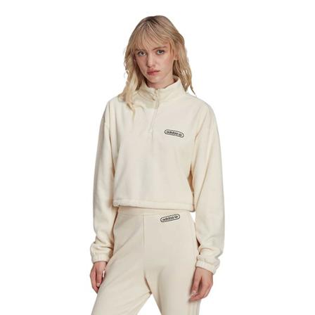 Bluza damska adidas Originals Retro Luxury 1/4 Zip Cropped Trui ;;Trend Pack&; 36 , Beige , Dames , Maat: 3XS