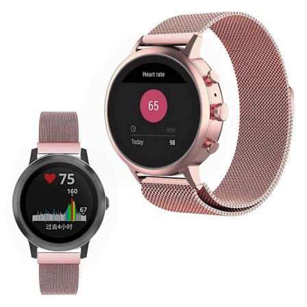 Garmin Vivoactive 4S rustfrit stål webbing Urrem - Lyserød