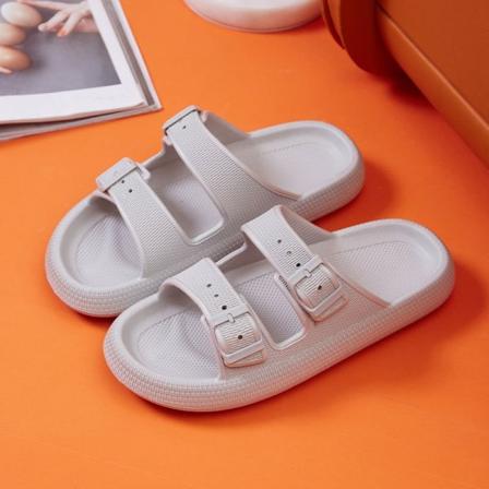 Fashion Spænde Tykke Sål Hjemmesko Kvinders Home Soft Sole Cloud Hjemmesko Gray 44-45