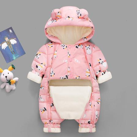 Baby Button Down Dragkedja One Piece Onesies Thicken Puffer Romper