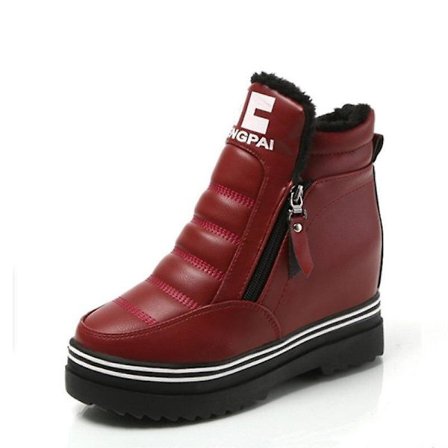 Pu läder bomull ankel plattform vinterstövlar