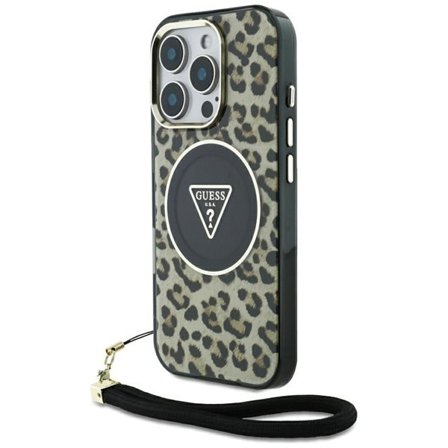Guess HC IML Leopard Triangle johtohihna MagSafe Case for iPhone 16 Pro - ruskea