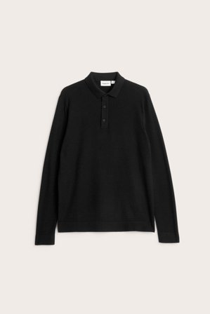 Kappahl | Strukturstickad polo shirt | Svart
