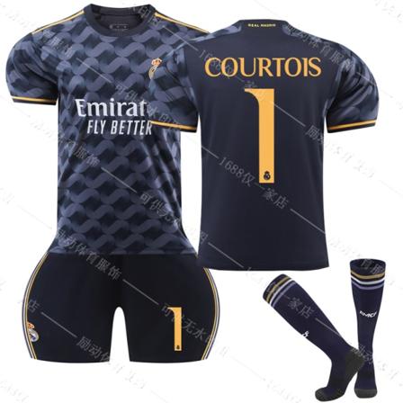 23/24 Ny säsong Borta Real Madrid CF COURTOIS Nr 1 Barn Jersey-paket Barn-24