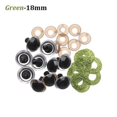 20st 16/18/20/24mm Glitter Säkerhetsögon Runda Plast GRÖN 18MM - Perfet