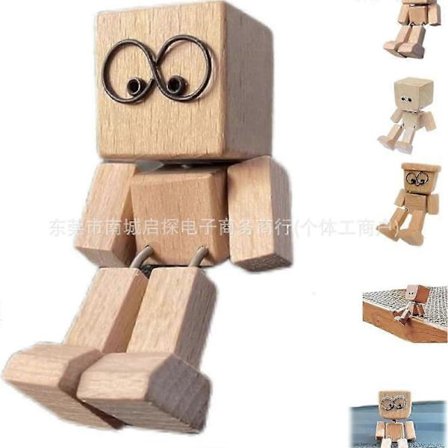 Magicgift Vapisevat Jalat Puinen Nukke, Vapiseva Puinen Mies Figuriini, Puinen Auton Työpöydän Koriste, Käsintehdyt Auton Kojelaudan Tarvikkeet 