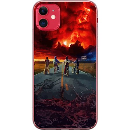Kompatibelt Mobildeksel til Apple iPhone 11 Stranger Things-inspirert sci-fi-plakat med syklende barn, dramatisk himmel og mørk fantasy følelse, nos