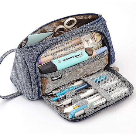 Wekity Stor Kapacitet Blyantsæske Multi-slot Pennepose Pungholder Til Mellem Høj Skole Kontor College Pige Voksen Enkel Opbevaring Blå Lilla