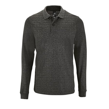 SOLS Herr Perfect Long Sleeve Pique Polo Shirt L Charcoal Marl