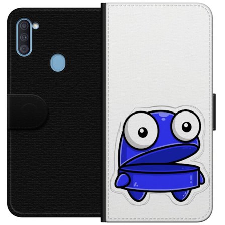 Kompatibel Tegnebogsetui til Samsung Samsung Galaxy A11 Blå tegneseriefigur med åbent udtryk og store øjne i sjov illustration
