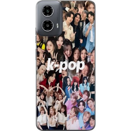 Motorola Moto G34 Gjennomsiktig deksel K-pop kollasj med blanding av grupper og artister, fargerike portretter som er perfekte for fans av koreansk mu
