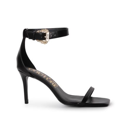 Versace Jeans Couture, Baroque-Buckle Sandals Czarny, Kobieta, Rozmiar: 40 EU