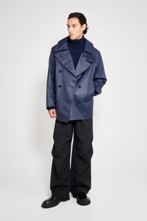 Tranholmen Double Breasted Raincoat Navy