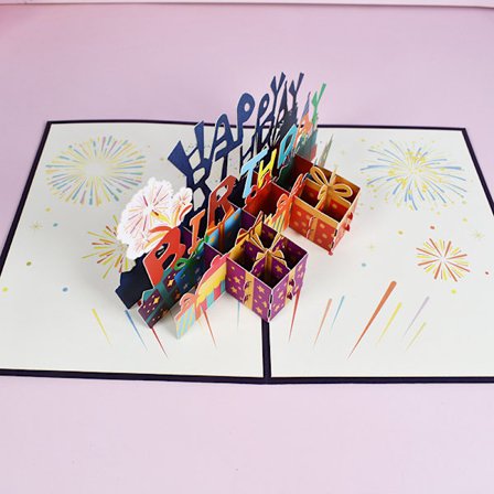 Födelsedag popup-kort GRATTIS på Födelsedagen Handgjorda papperssniderier Universal födelsedagskort (2-pack)