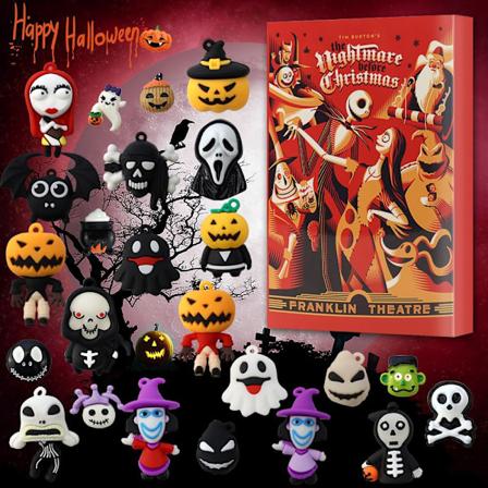 Halloween- og Julekalender med Skummel Dukke 2024, Halloween Nedtellingkalender, Julerulle Dukke Marerittkalendergave (halloween)