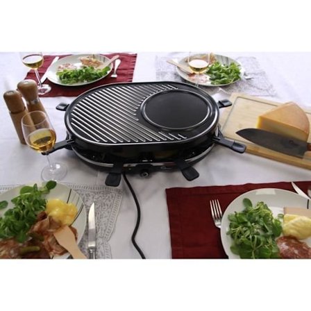 Raclettemaskin - LITT BALANS - Multiost - 1200 W - 8 personer - Avtagbar grill / crepe - Nattblått