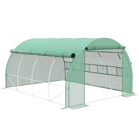 Rootz Foil Greenhouse - Walk-in - Guy Ropes - Verkkoikkuna - Metallikehys - Alvanoitu teräs - PE-muovi - Vihreä - 3,97L x 3W x 2K m